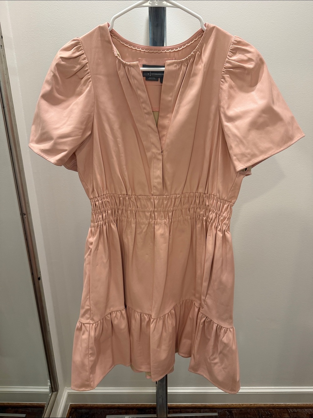 Anthropologie Dusty Rose Slip Top with Scallop Trim